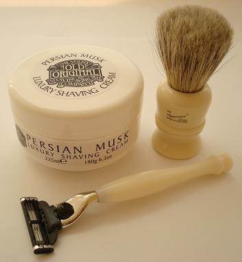 Progress Vulfix shaving brush and Mach 3 razor with luxury shaving cream gift set