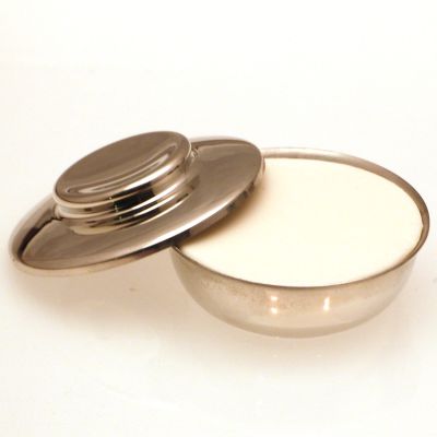 Pewter shaving bowl with soap