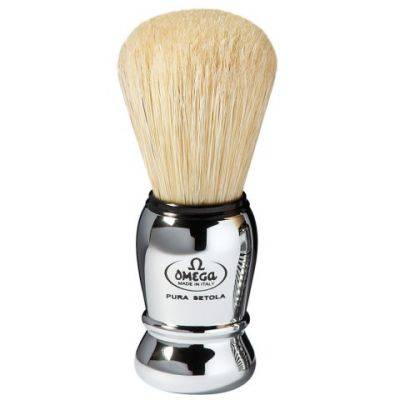 Omega Synthetic Shaving Brush, Chrome