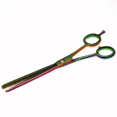 Diamond Rainbow Medium, single-serrated thinning scissors (407R)