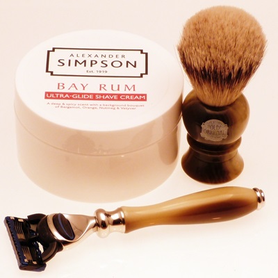 Progress Vulfix Mannin E horn razor, brush and luxury shaving cream set