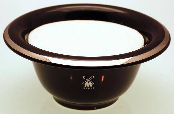 Black porcelain shaving bowl with soap