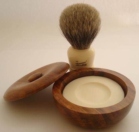 Progress Vulfix Grosvenor 404B shaving brush with small wood shaving bowl