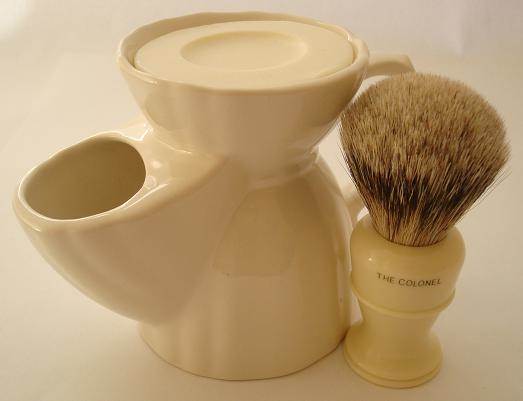 Simpsons Colonel shaving brush with pottery shaving mug