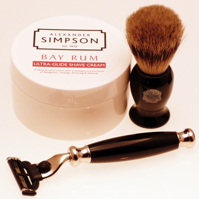 Progress Vulfix Edwardian black razor, brush and luxury shaving cream set