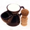 Progress Vulfix 404 shaving brush with blue pottery shaving mug