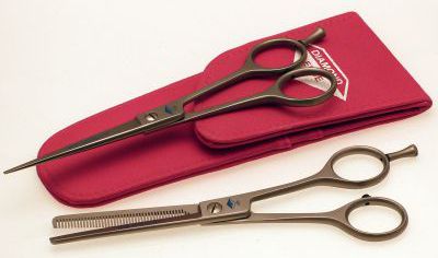 Diamond Satin Straight/thinning scissors set with pouch
